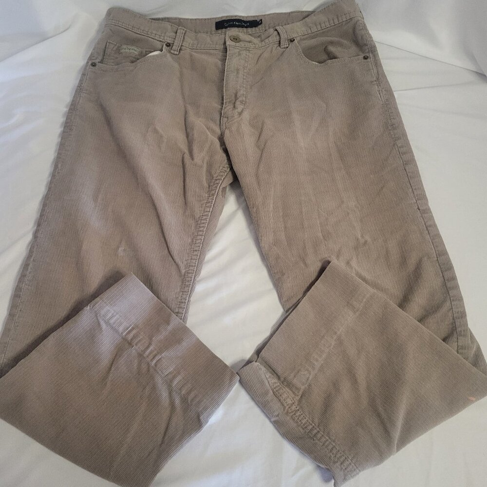 Calvin Klein Gray Corduroy Straight Leg Jeans (36)
